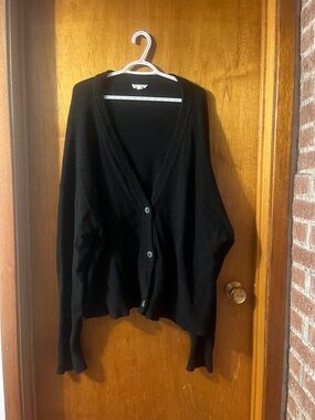 Woman’s Hudson North Classic Black V-Neck Button Front Cardigan 2X